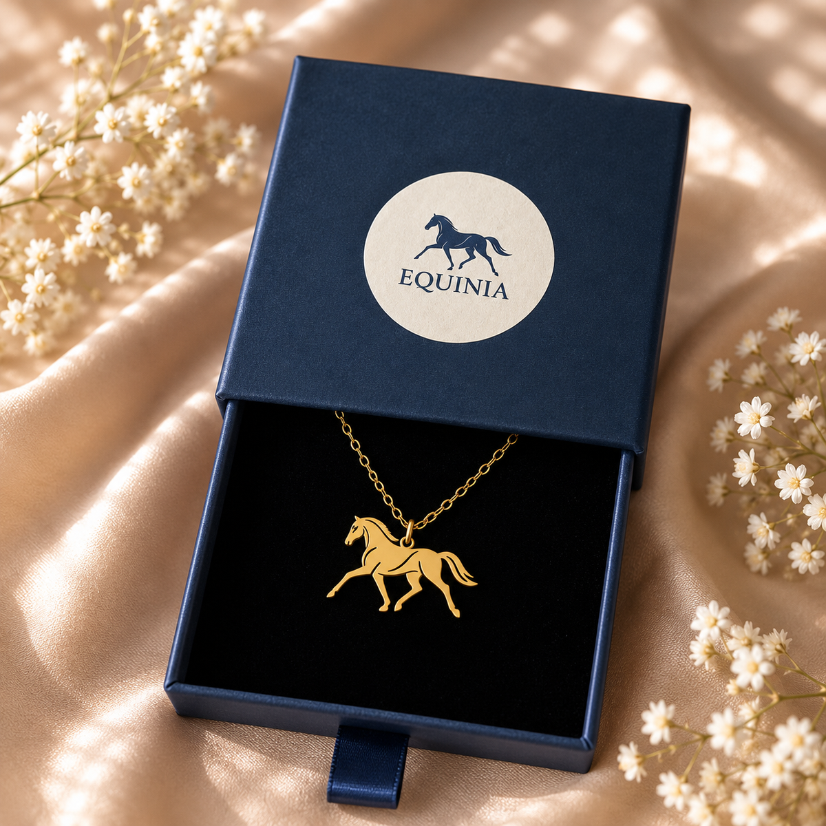 Collier Cheval au Trot Doré
